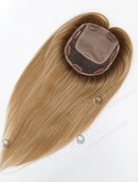 In Stock 5.5"*6.5" European Virgin Hair 12" Straight #8/25/60, Roots #9 Color Silk Top Hair Topper-158-23076