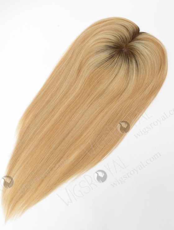 In Stock 5.5"*6.5" European Virgin Hair 16" Straight T9a/24# With T9a/18# Highlights Color Silk Top Hair Topper-146-23111