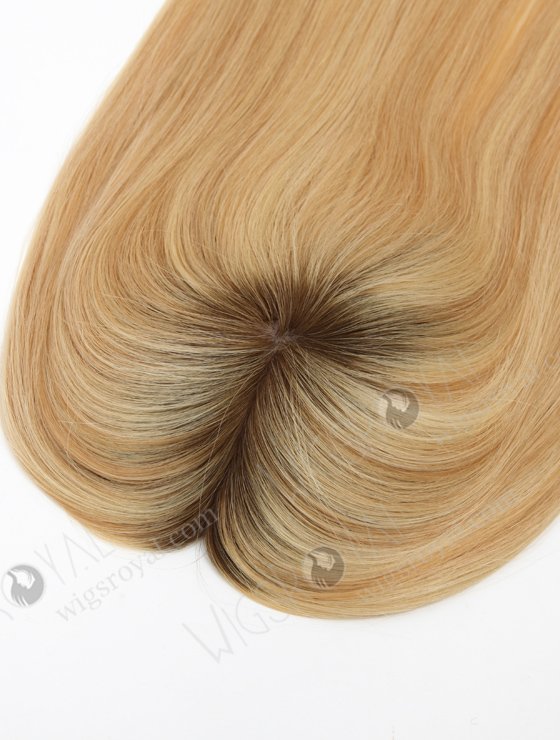 In Stock 5.5"*6.5" European Virgin Hair 16" Straight T9a/24# With T9a/18# Highlights Color Silk Top Hair Topper-146-23113
