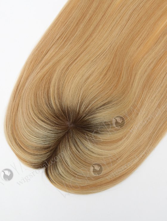In Stock 5.5"*6.5" European Virgin Hair 16" Straight T9a/24# With T9a/18# Highlights Color Silk Top Hair Topper-146-23112
