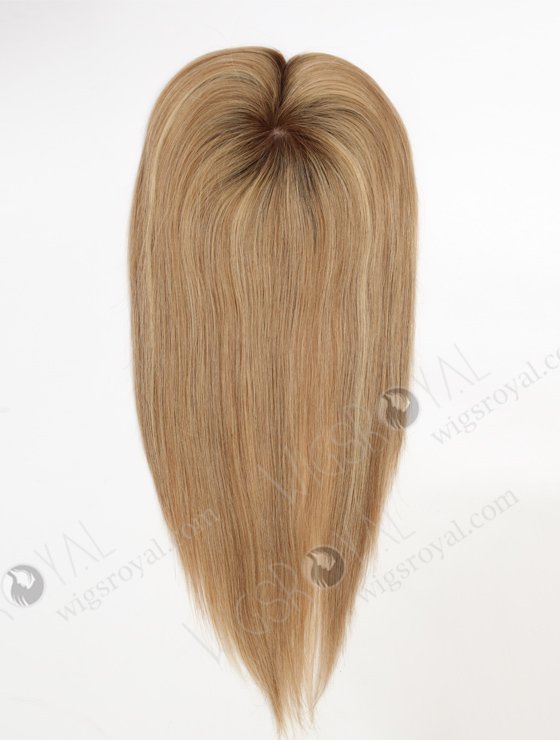 In Stock 5.5"*6.5" European Virgin Hair 16" Straight #8/22/60 With Roots #4 Color Silk Top Hair Topper-133-23202