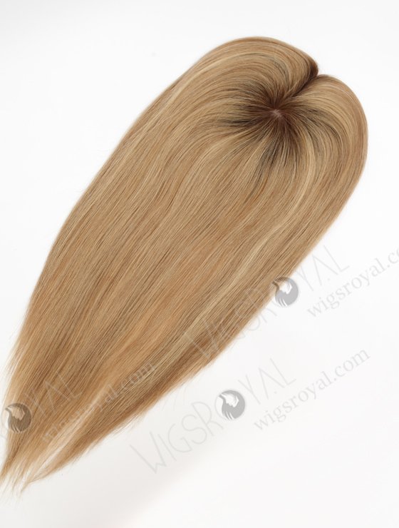 In Stock 5.5"*6.5" European Virgin Hair 16" Straight #8/22/60 With Roots #4 Color Silk Top Hair Topper-133-23203