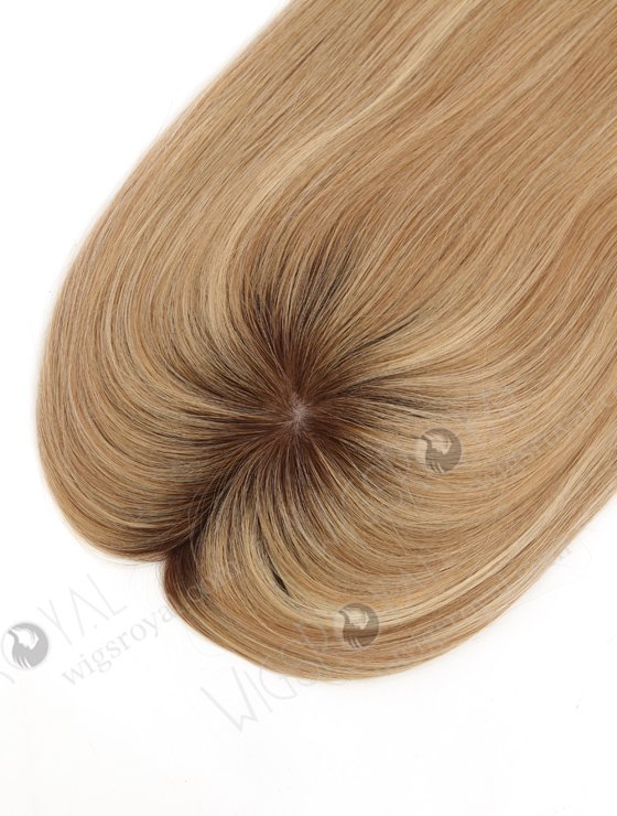 In Stock 5.5"*6.5" European Virgin Hair 16" Straight #8/22/60 With Roots #4 Color Silk Top Hair Topper-133-23204