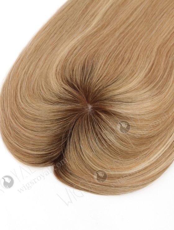 In Stock 5.5"*6.5" European Virgin Hair 16" Straight #8/22/60 With Roots #4 Color Silk Top Hair Topper-133-23205