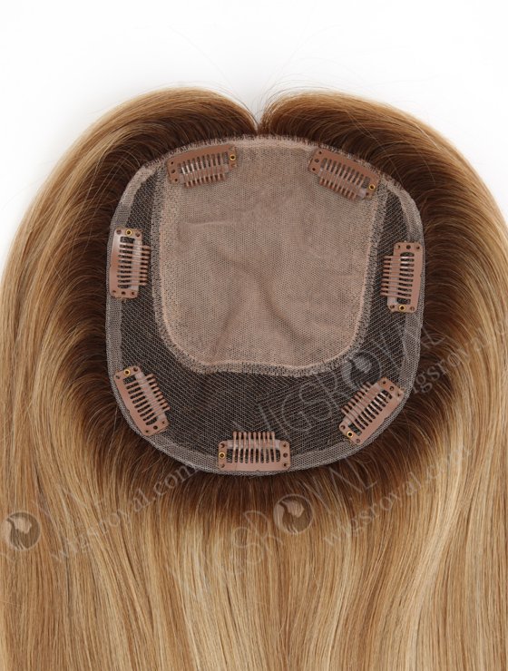 In Stock 5.5"*6.5" European Virgin Hair 16" Straight #8/22/60 With Roots #4 Color Silk Top Hair Topper-133-23206