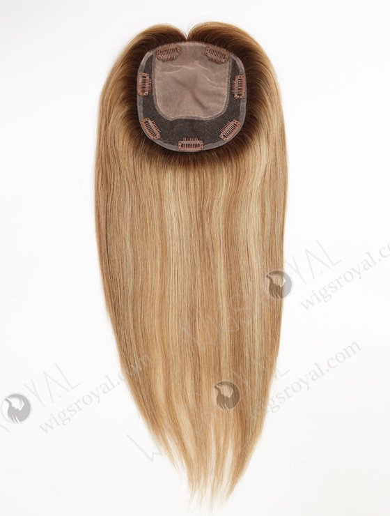 In Stock 5.5"*6.5" European Virgin Hair 16" Straight #8/22/60 With Roots #4 Color Silk Top Hair Topper-133-23207