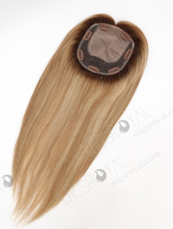 In Stock 5.5"*6.5" European Virgin Hair 16" Straight #8/22/60 With Roots #4 Color Silk Top Hair Topper-133-23208
