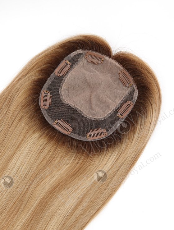 In Stock 5.5"*6.5" European Virgin Hair 16" Straight #8/22/60 With Roots #4 Color Silk Top Hair Topper-133-23209