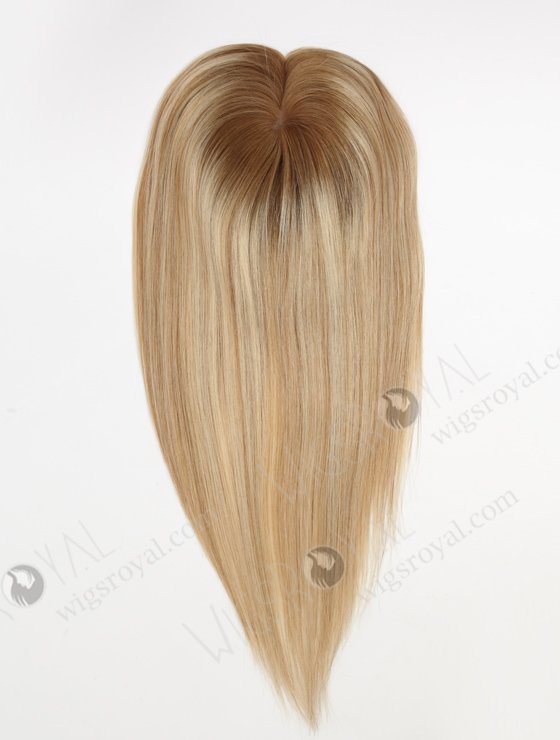 White Hair With Brown Highlight Full Coverage Hair Topper For Women Topper-138-23233