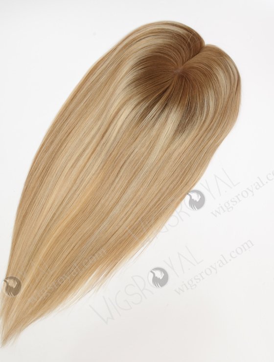 White Hair With Brown Highlight Full Coverage Hair Topper For Women Topper-138-23234