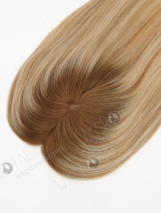 White Hair With Brown Highlight Full Coverage Hair Topper For Women Topper-138-23236