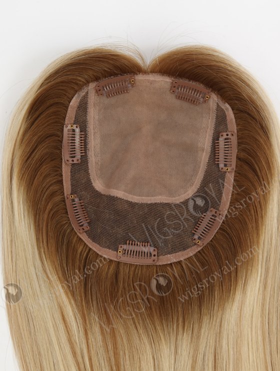 White Hair With Brown Highlight Full Coverage Hair Topper For Women Topper-138-23238