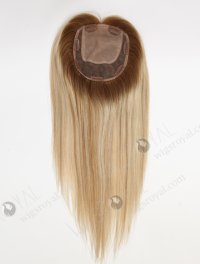 White Hair With Brown Highlight Full Coverage Hair Topper For Women Topper-138