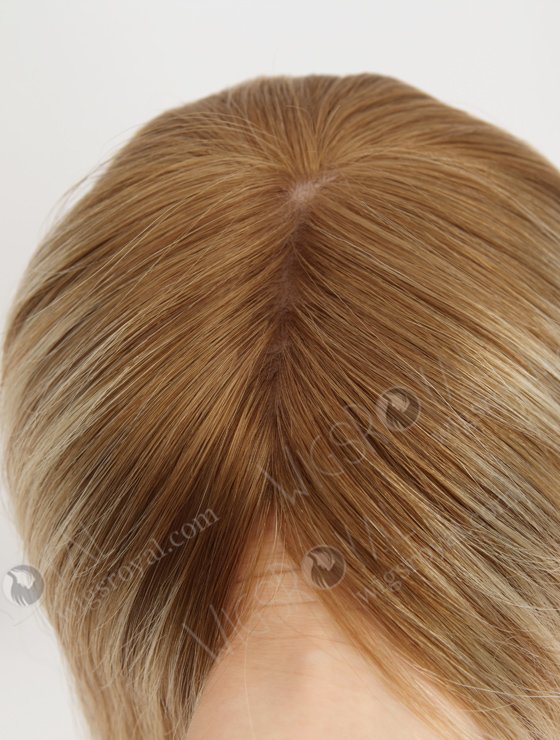 White Hair With Brown Highlight Full Coverage Hair Topper For Women Topper-138-23239
