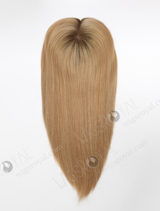 Best Quality All One Length Topper with Medium Golden Brown Roots Color Topper-151-23287