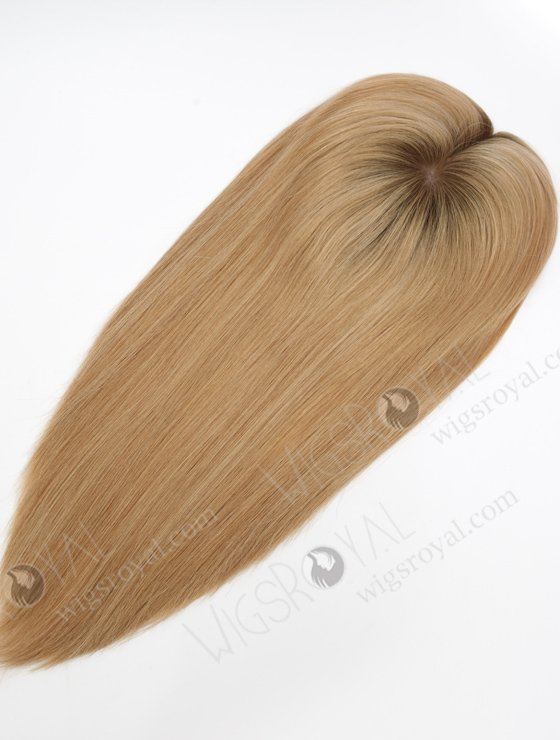 Best Quality All One Length Topper with Medium Golden Brown Roots Color Topper-151-23286