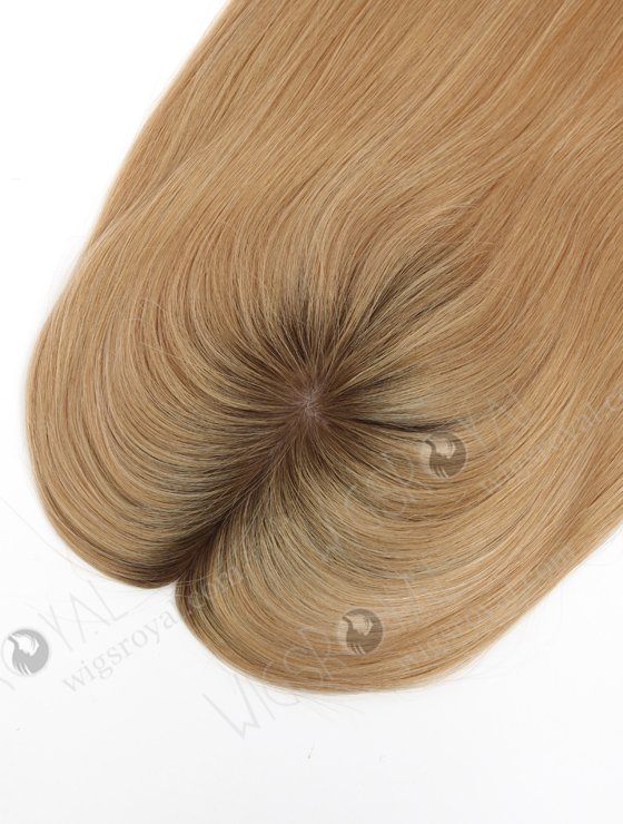 Best Quality All One Length Topper with Medium Golden Brown Roots Color Topper-151-23289