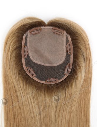 Best Quality All One Length Topper with Medium Golden Brown Roots Color Topper-151