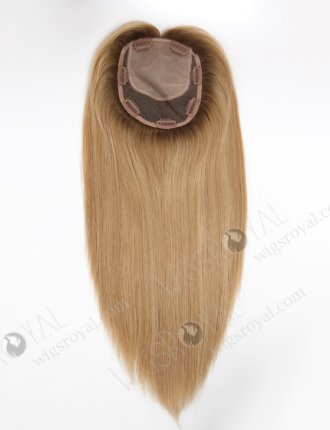 Best Quality All One Length Topper with Medium Golden Brown Roots Color Topper-151