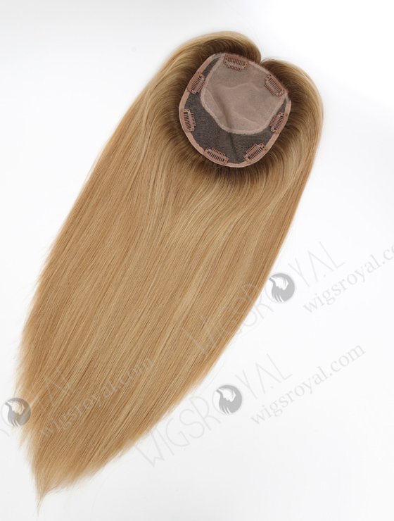 Best Quality All One Length Topper with Medium Golden Brown Roots Color Topper-151-23292