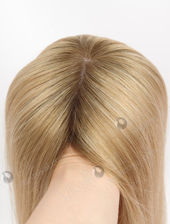 Best Quality All One Length Topper with Medium Golden Brown Roots Color Topper-151-23293