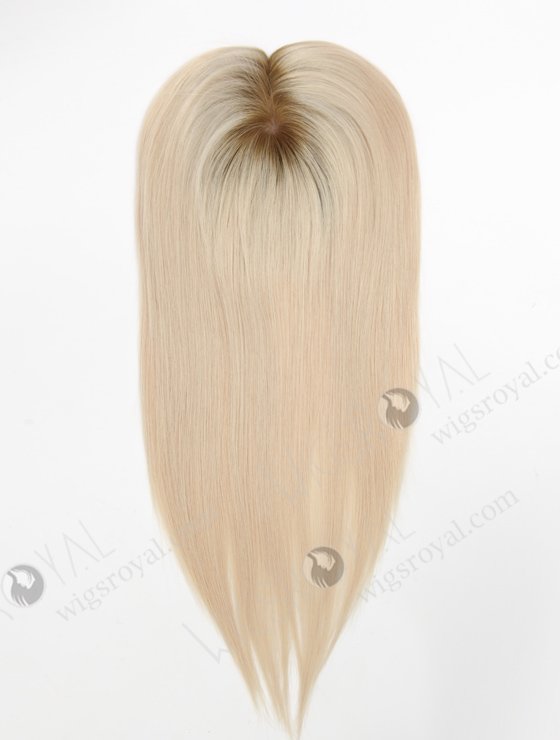 Flawless White Human Hair Topper With Brown Roots Color Topper-144-23296