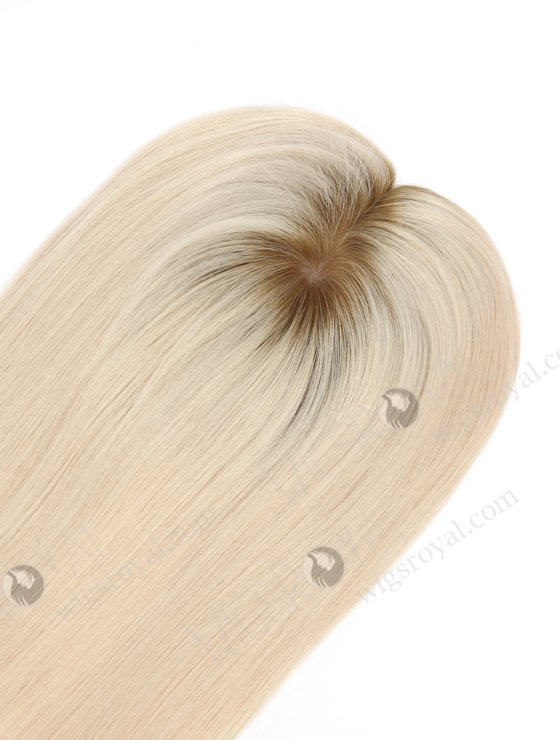 Flawless White Human Hair Topper With Brown Roots Color Topper-144-23297