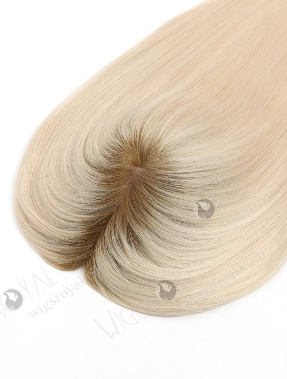 Flawless White Human Hair Topper With Brown Roots Color Topper-144-23299