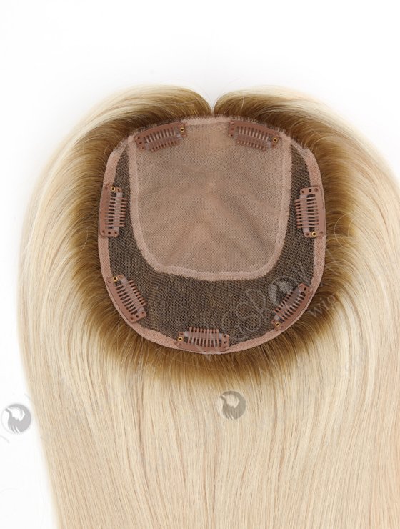 Flawless White Human Hair Topper With Brown Roots Color Topper-144-23301