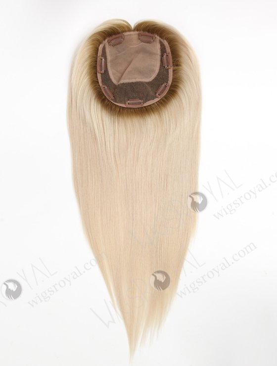 Flawless White Human Hair Topper With Brown Roots Color Topper-144-23300