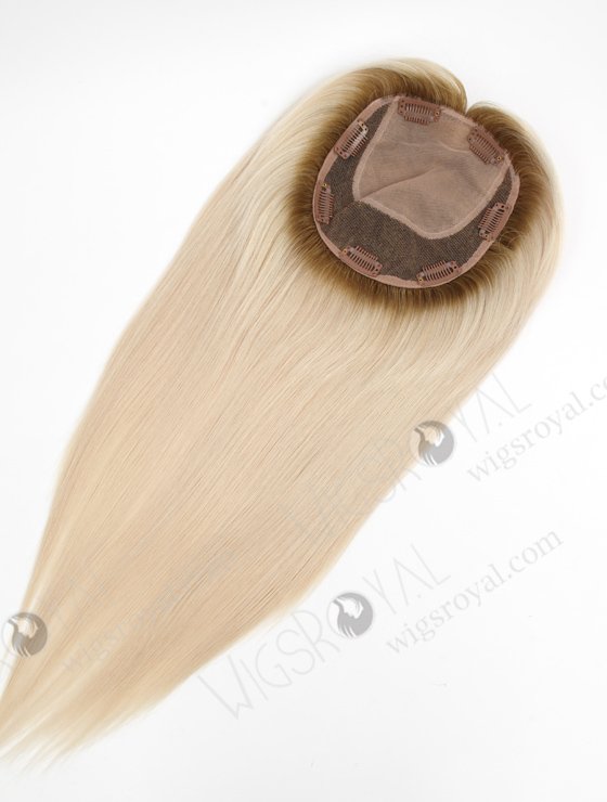 Flawless White Human Hair Topper With Brown Roots Color Topper-144-23302