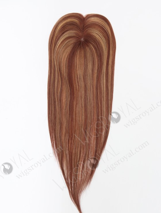 In Stock 2.75"*5.25" European Virgin Hair 16" Straight 33# with T33/27a# Highlights Color Monofilament Hair Topper-120-23306