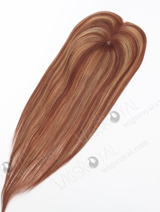 In Stock 2.75"*5.25" European Virgin Hair 16" Straight 33# with T33/27a# Highlights Color Monofilament Hair Topper-120-23307
