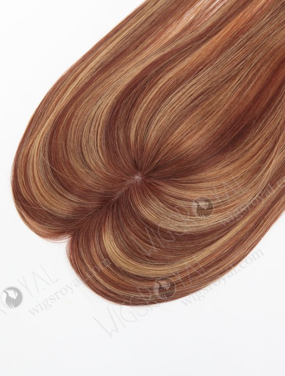 In Stock 2.75"*5.25" European Virgin Hair 16" Straight 33# with T33/27a# Highlights Color Monofilament Hair Topper-120-23308