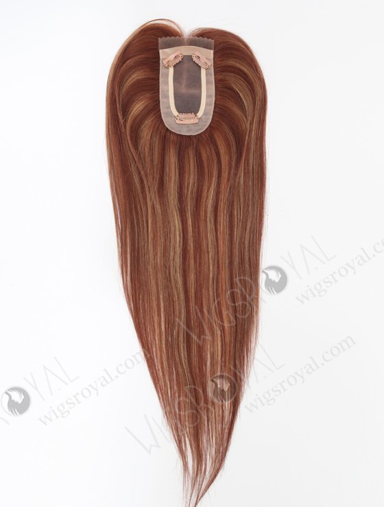 In Stock 2.75"*5.25" European Virgin Hair 16" Straight 33# with T33/27a# Highlights Color Monofilament Hair Topper-120-23311