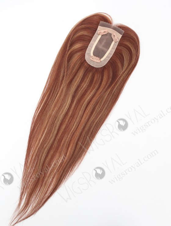 In Stock 2.75"*5.25" European Virgin Hair 16" Straight 33# with T33/27a# Highlights Color Monofilament Hair Topper-120-23313