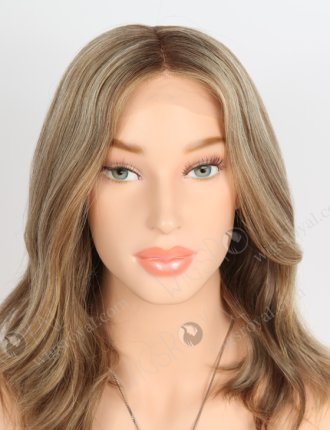 Partial Highlight Hair All One Length Slight Wave Human Hair Gripper Wig GRP-08004