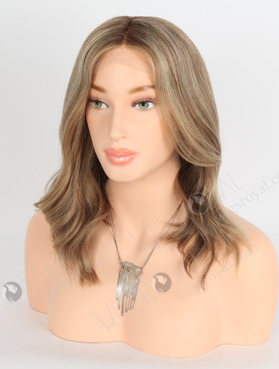 In Stock European Virgin Hair 12" All One Length Slight Wave Base 60#/10#/8a#, Roots 4# Color Gripper Wig GRP-08004-23391