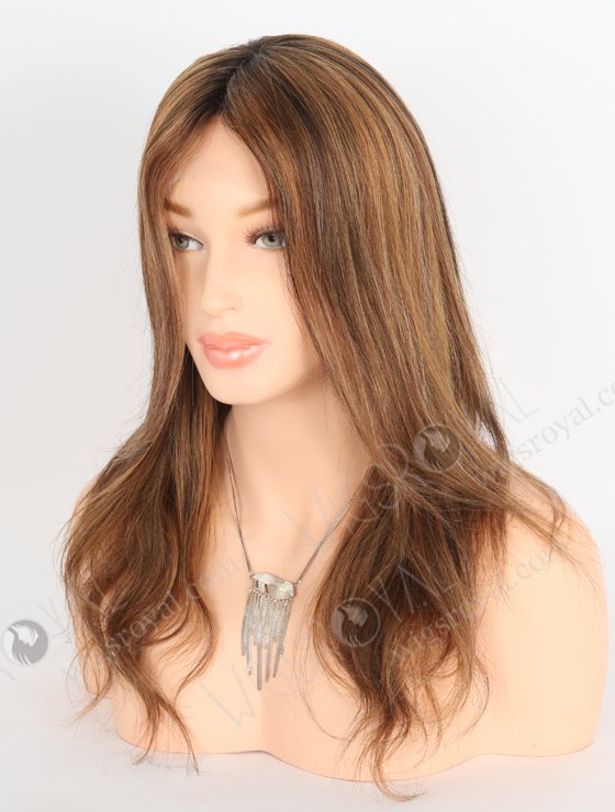 In Stock European Virgin Hair 16" Natural Style White/144/6/10/130#,Dark Roots Color Gripper Wig GRP-08001-23360