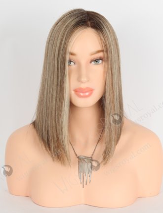In Stock European Virgin Hair 12" BOB Straight Base 4#/10#/60# Roots 3# Color Monofilament Top Glueless Wig GLM-08011