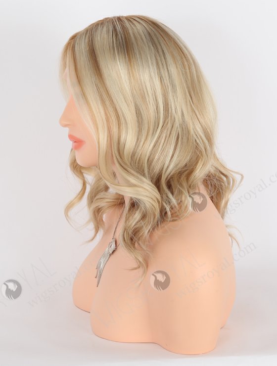 Blonde with Brown Highlights Wig Shoulder Length Luxury Double Drawn Wavy Human Hair GRD-08002-23583