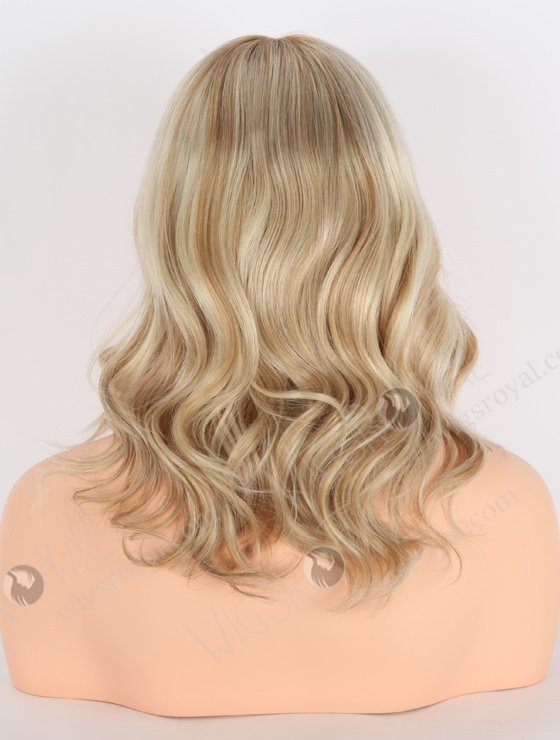 Blonde with Brown Highlights Wig Shoulder Length Luxury Double Drawn Wavy Human Hair GRD-08002-23586