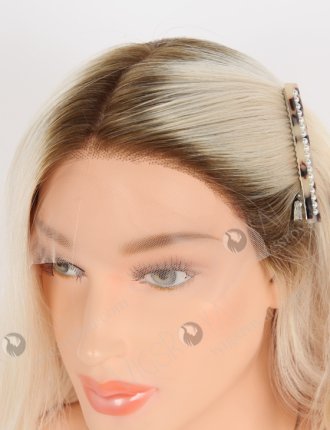 Hidden Knots Beach Wave Brown Root With White Color Silk Top Glueless Wig GRD-08010