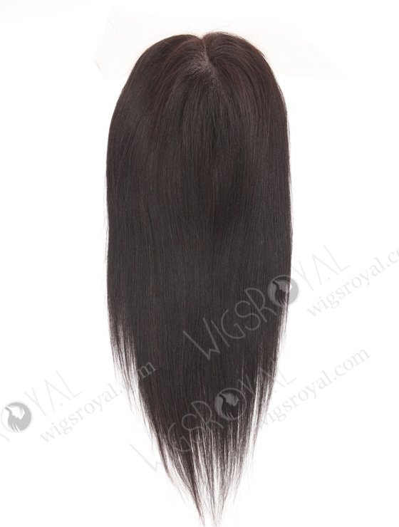 In Stock 6"×8" Brazilian Virgin Hair 14" Light Yaki Color 1B# Lace Topper-163-23813