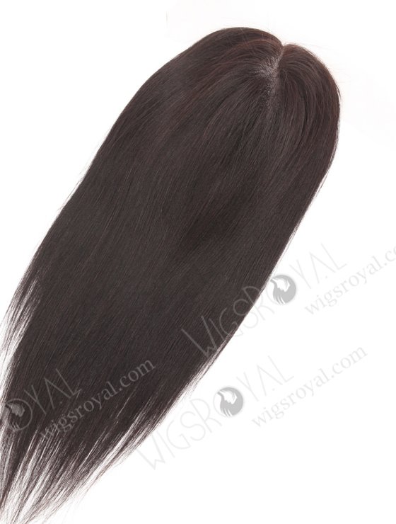 In Stock 6"×8" Brazilian Virgin Hair 14" Light Yaki Color 1B# Lace Topper-163-23814