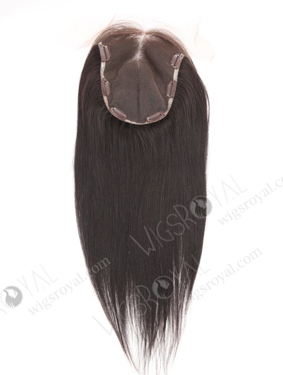 In Stock 6"×8" Brazilian Virgin Hair 14" Light Yaki Color 1B# Lace Topper-163-23817