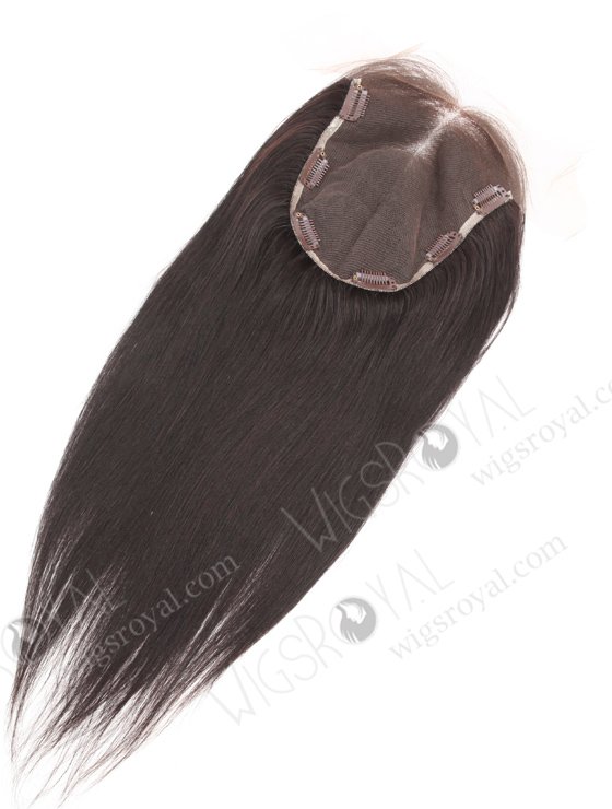 In Stock 6"×8" Brazilian Virgin Hair 14" Light Yaki Color 1B# Lace Topper-163-23818