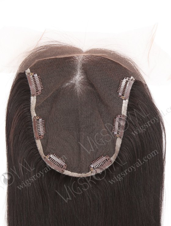 In Stock 6"×8" Brazilian Virgin Hair 14" Light Yaki Color 1B# Lace Topper-163-23819