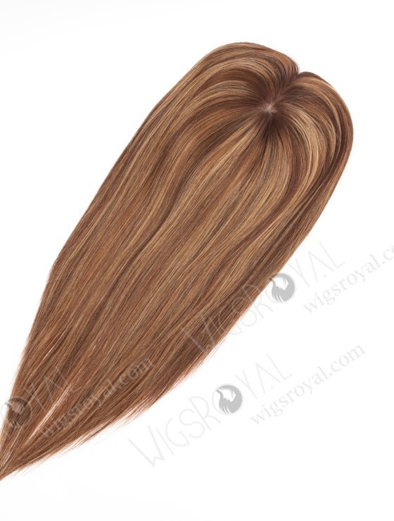 In Stock 5.5"*6.5" European Virgin Hair 16" Straight 3# With T3/8# Highlights Color Silk Top Hair Topper-142-23798