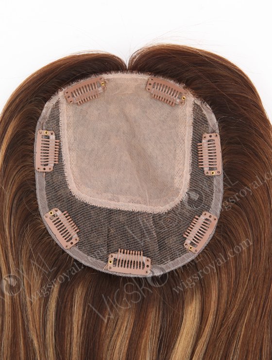 In Stock 5.5"*6.5" European Virgin Hair 16" Straight 3# With T3/8# Highlights Color Silk Top Hair Topper-142-23800